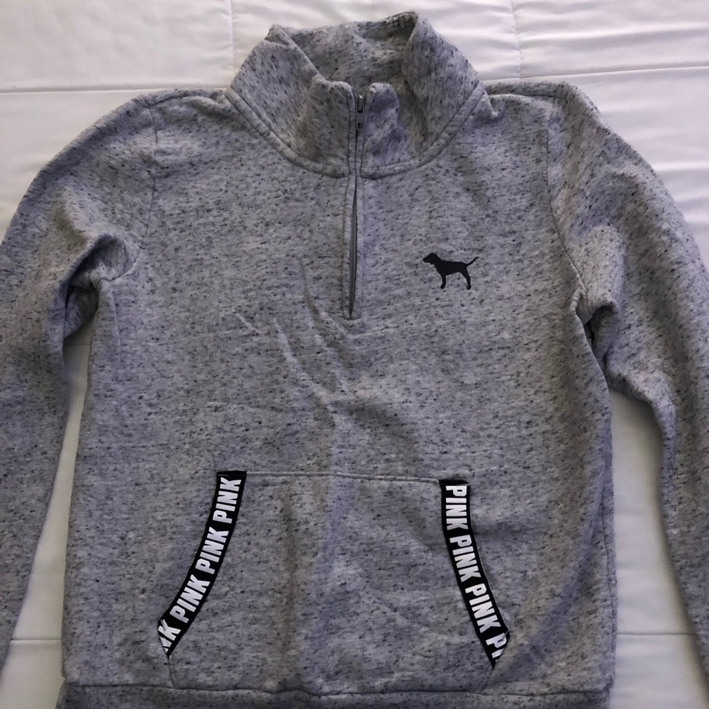 PINK Fleece Quarter Zipper Sweater